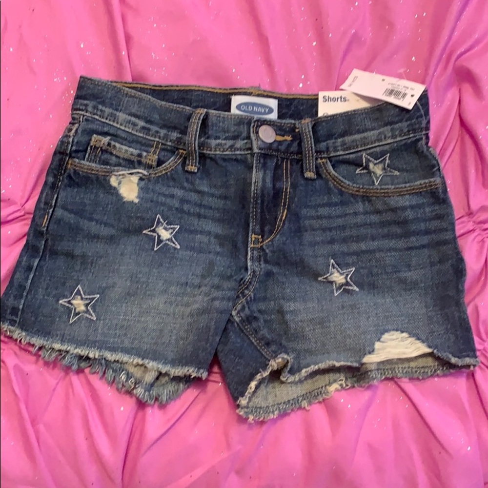 Distress Star Jean Shorts